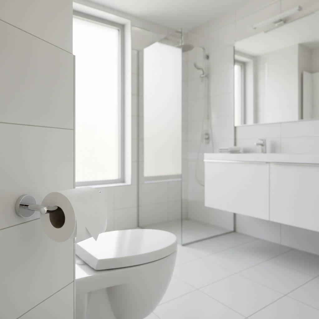 Rotolo di carta igienica in un bagno pulito